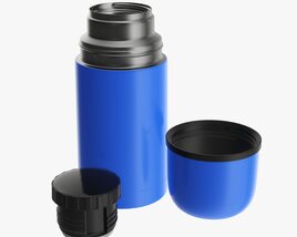 Thermos Small Stainless Steel With Cup Opened 3D 모델 