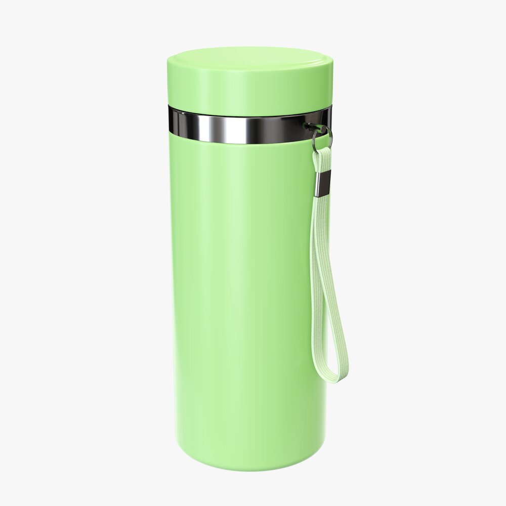 Thermos Vacuum Bottle Flask 01 Green Modello 3D