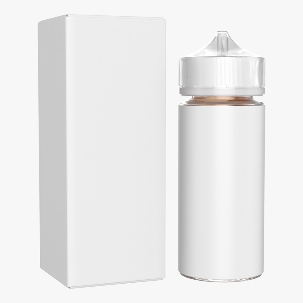 Vapor Liquid Bottle Large Box Transparent Cap Modelo 3d