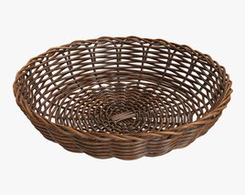 Wicker Basket Dark Brown Modello 3D
