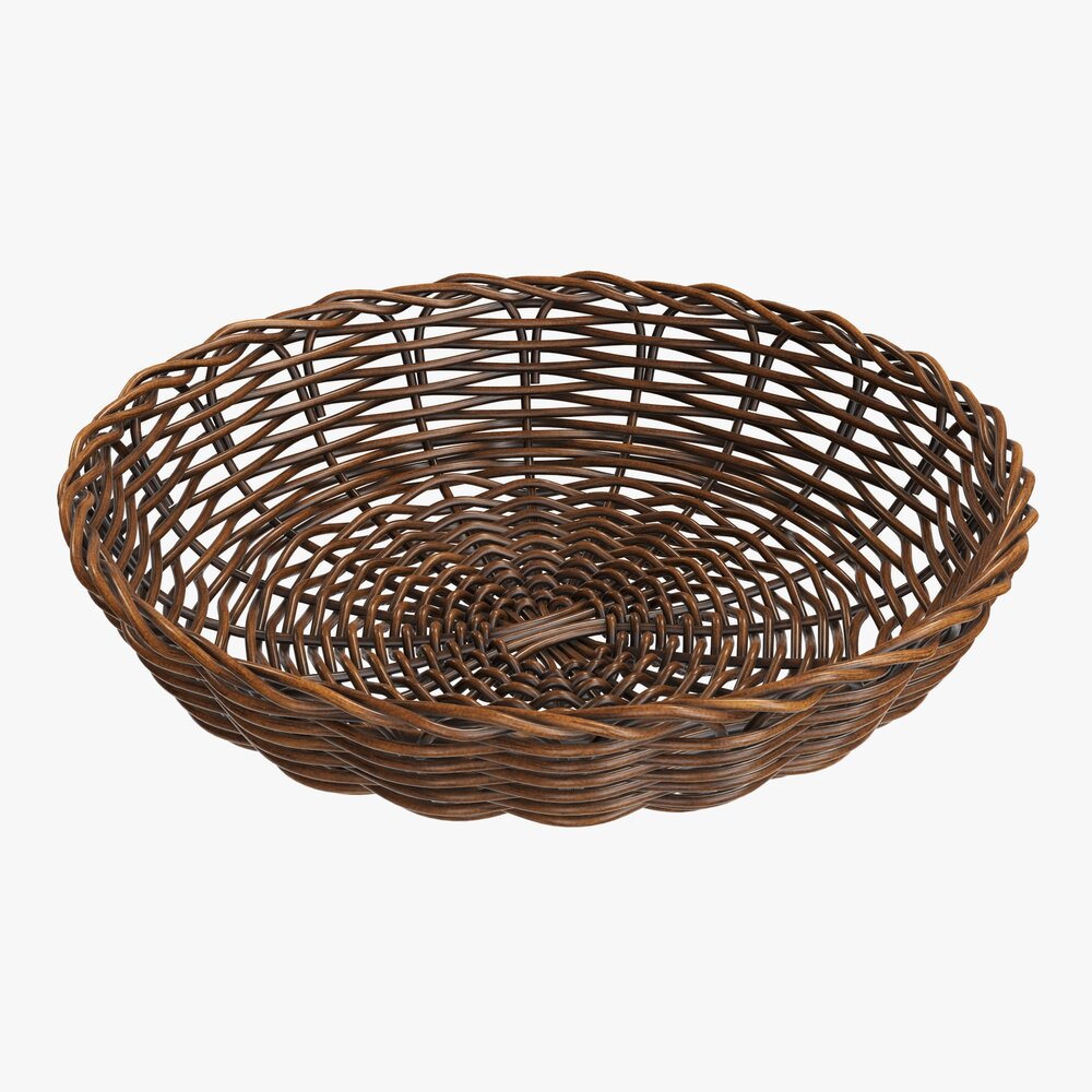 Wicker Basket Dark Brown 3D модель