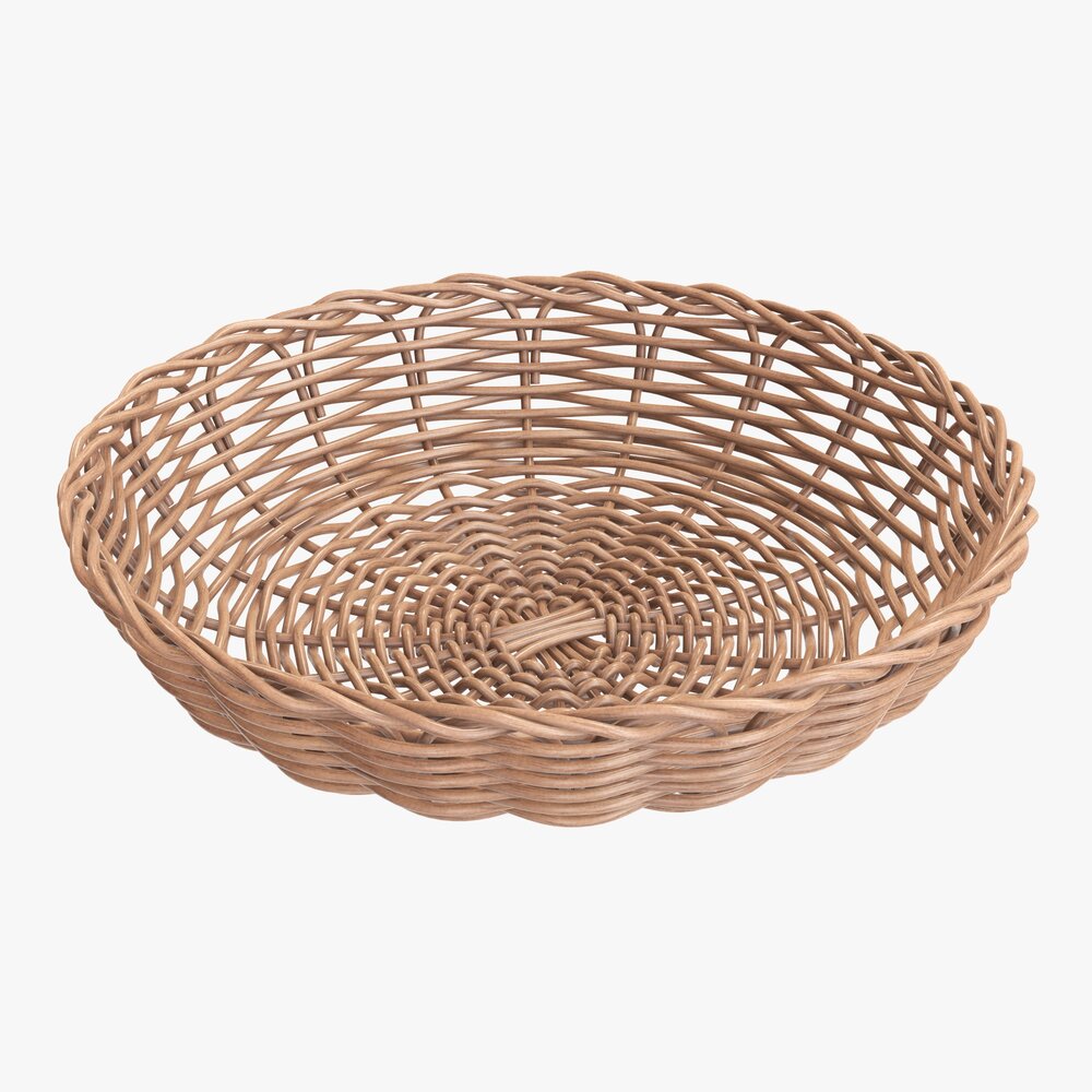Wicker Basket Light Brown 3D 모델 