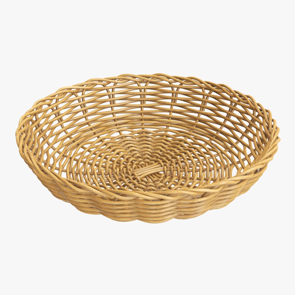 Wicker Basket Medium Brown 3D 모델 