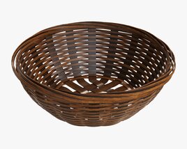 Wicker Basket With Clipping Path 2 Dark Brown Modello 3D