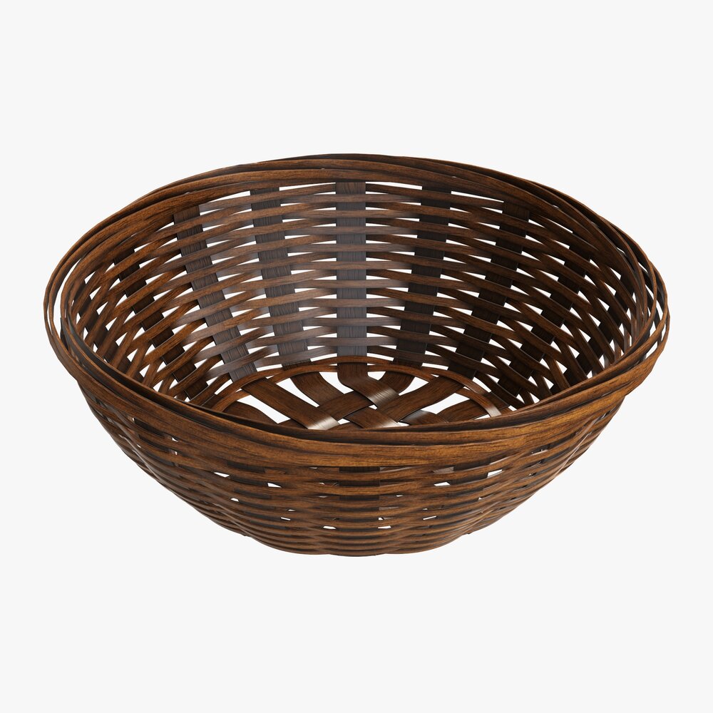 Wicker Basket With Clipping Path 2 Dark Brown 3D model