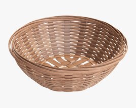 Wicker Basket With Clipping Path 2 Light Brown 3D模型