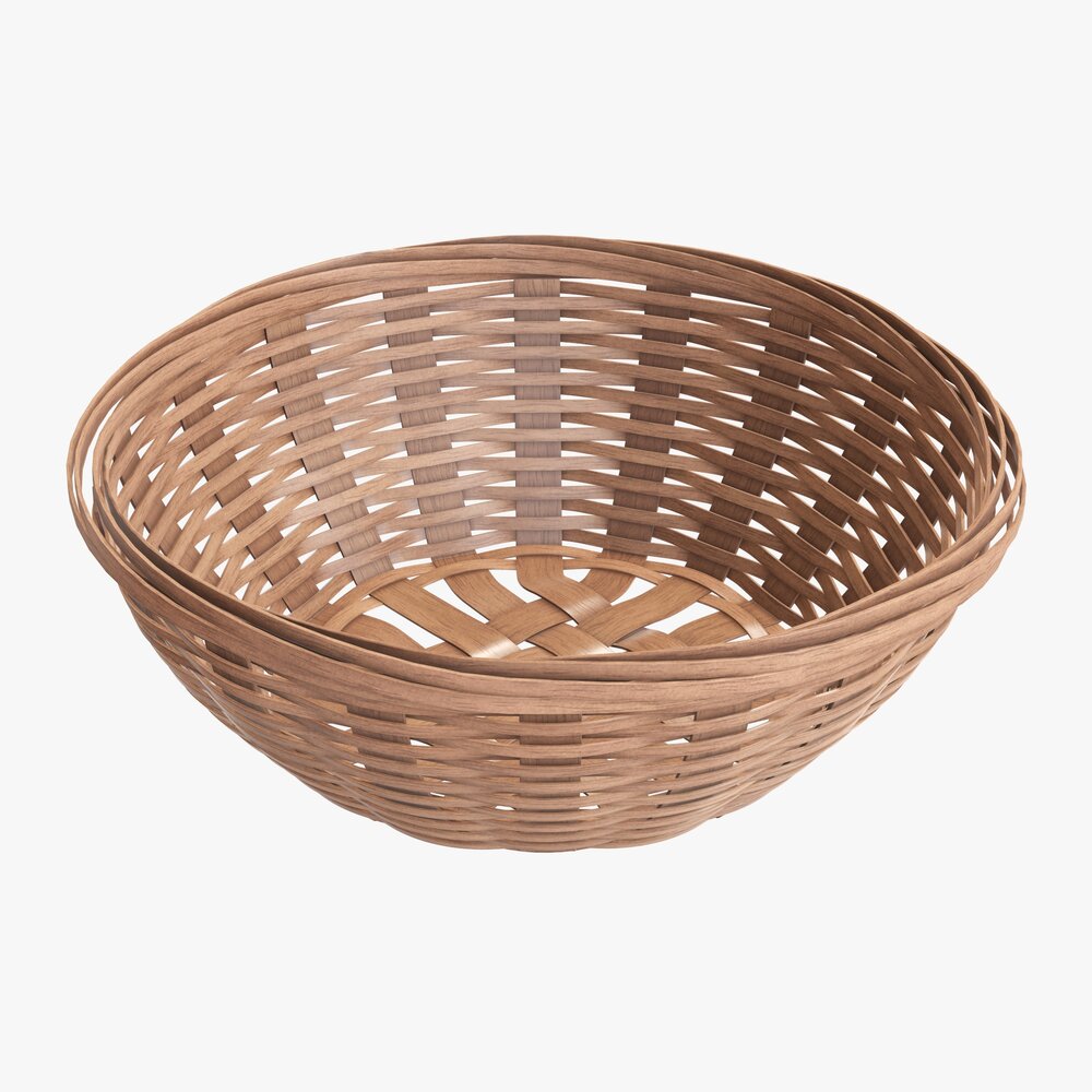 Wicker Basket With Clipping Path 2 Light Brown 3D 모델 
