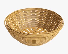 Wicker Basket With Clipping Path 2 Medium Brown 3D модель