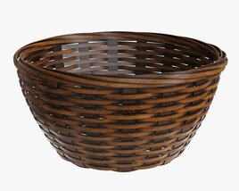 Wicker Basket With Clipping Path Dark Brown Modèle 3D