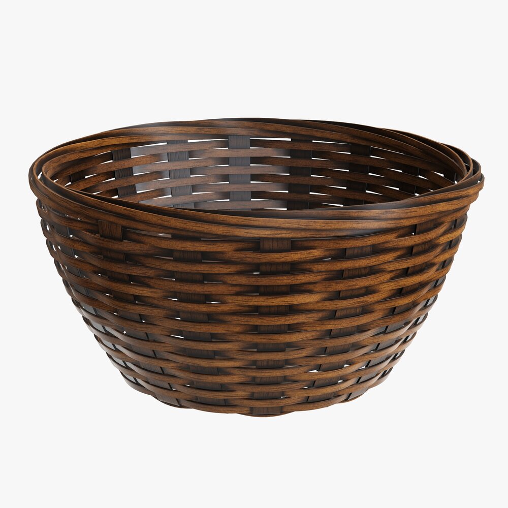 Wicker Basket With Clipping Path Dark Brown 3D model