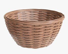 Wicker Basket With Clipping Path Light Brown Modèle 3D