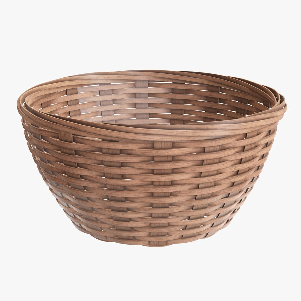 Wicker Basket With Clipping Path Light Brown Modèle 3d