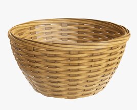 Wicker Basket With Clipping Path Medium Brown 3D модель