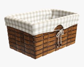 Wicker Basket With Fabric Interior Dark Brown Modèle 3D