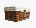 Wicker Basket With Fabric Interior Dark Brown 3d model