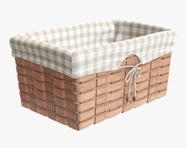 Wicker Basket With Fabric Interior Light Brown Modèle 3D