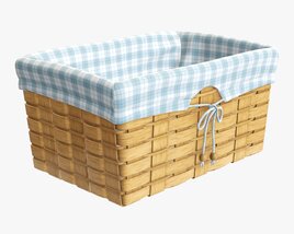 Wicker Basket With Fabric Interior Medium Brown 3D-Modell