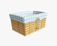 Wicker Basket With Fabric Interior Medium Brown 3D 모델 