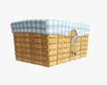 Wicker Basket With Fabric Interior Medium Brown Modello 3D