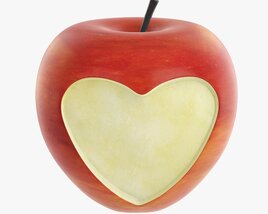Apple Fruit With Heart Shape Cut Out 3D модель