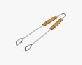 Barbecue Tongs With Wooden Handle Modelo 3d