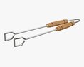 Barbecue Tongs With Wooden Handle Modelo 3D