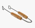 Barbecue Tongs With Wooden Handle Modello 3D
