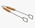 Barbecue Tongs With Wooden Handle Modello 3D