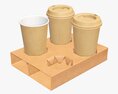 Biodegradable Cups With Cardboard Holder Modèle 3d