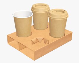 Biodegradable Cups With Cardboard Holder 3D model