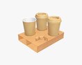 Biodegradable Cups With Cardboard Holder 3D модель