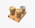 Biodegradable Cups With Cardboard Holder 3D模型