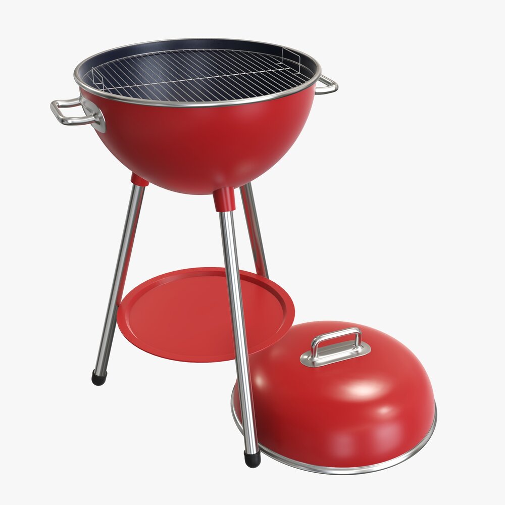 Charcoal Kettle Steel Grill Bbq With Lid Modello 3D