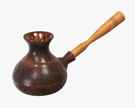 Coffee Pot With Wooden Handle 3D model
