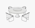 Dining Table With Marble Top And Modern Chairs Gold Legs 3d model