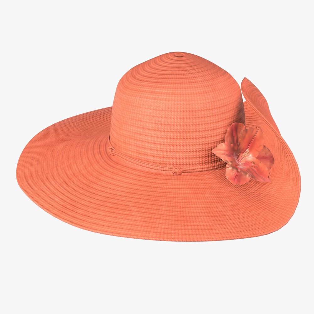 Floppy Summer Female Woman Hat Orange Modello 3D