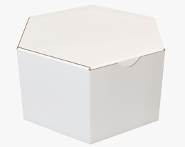 Hexagonal Paper Box Packaging Closed 01 Corrugated Cardboard White 3D model