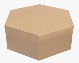 Hexagonal Paper Box Packaging Closed 02 Corrugated Cardboard Modèle 3D