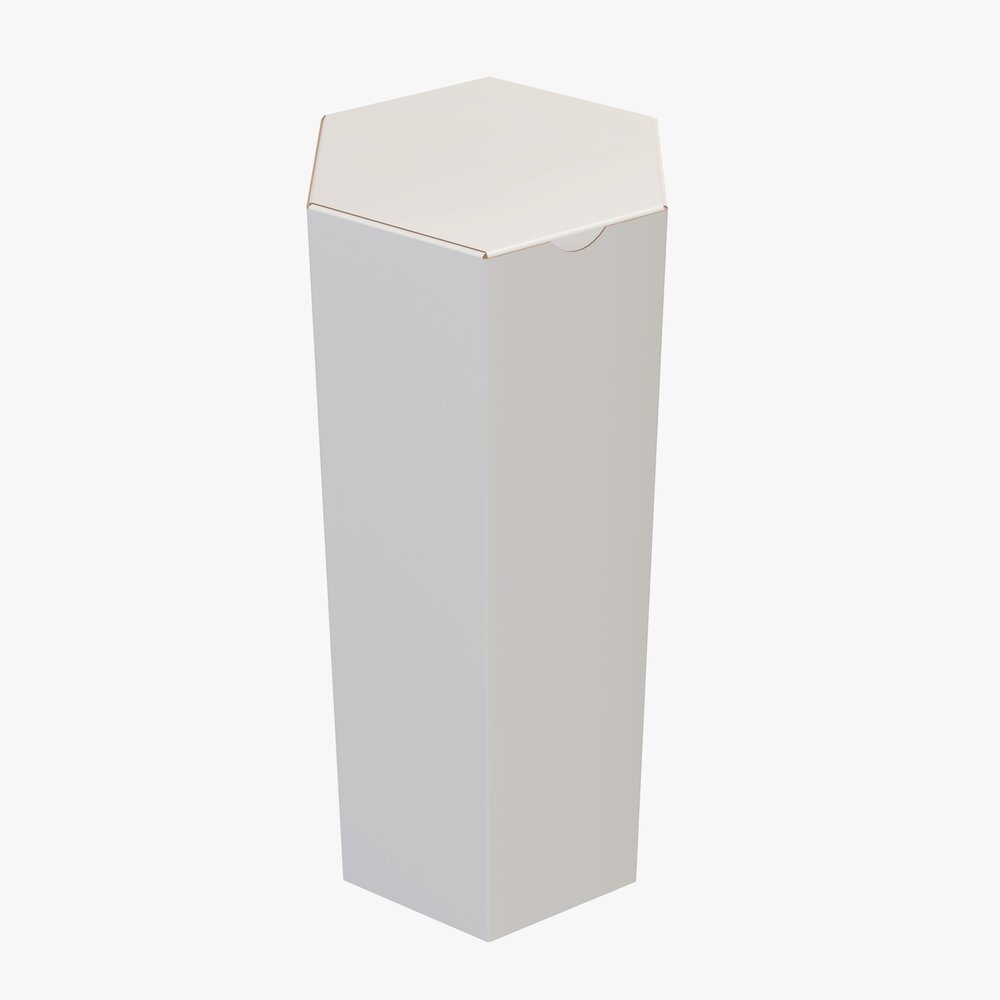 Hexagonal Paper Box Packaging Closed 03 Corrugated Cardboard White 3Dモデル