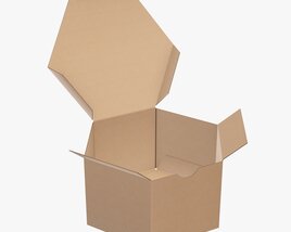 Hexagonal Paper Box Packaging Open 01 Corrugated Cardboard 3D-Modell