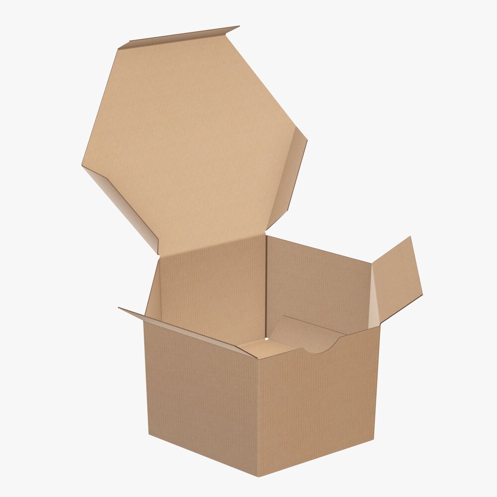 Hexagonal Paper Box Packaging Open 01 Corrugated Cardboard Modèle 3D