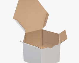 Hexagonal Paper Box Packaging Open 01 Corrugated Cardboard White Modèle 3D