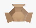 Hexagonal Paper Box Packaging Open 01 Corrugated Cardboard White Modelo 3d
