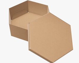 Hexagonal Paper Box Packaging Open 02 Corrugated Cardboard Modèle 3D