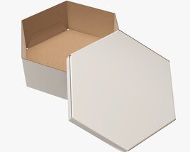 Hexagonal Paper Box Packaging Open 02 Corrugated Cardboard White Modèle 3D