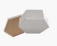 Hexagonal Paper Box Packaging Open 02 Corrugated Cardboard White Modelo 3d