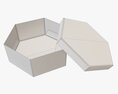 Hexagonal Paper Box Packaging Open 02 Corrugated Cardboard White Modelo 3d