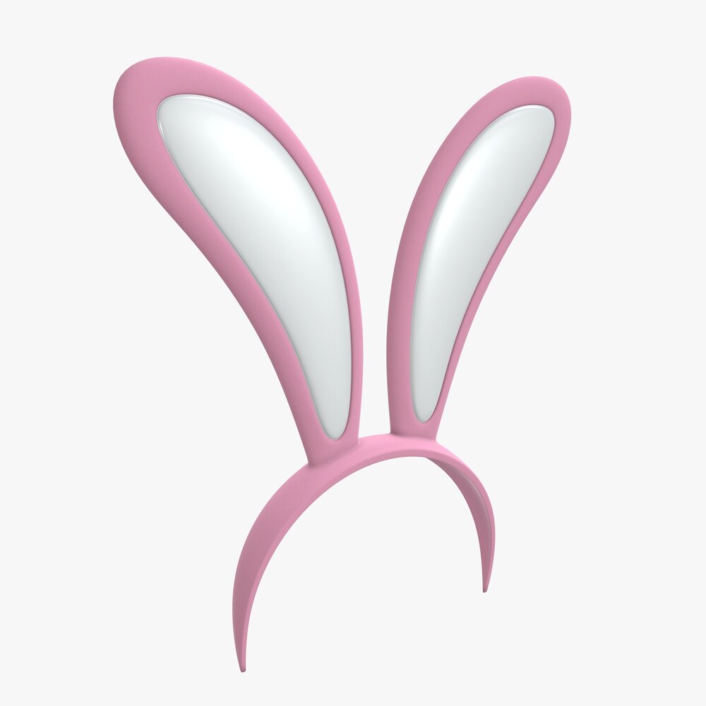 Headband Bunny Ears Pink 3D model