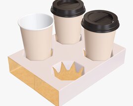 Paper Coffee Cups With Cardboard Holder Modello 3D