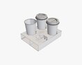 Paper Coffee Cups With Cardboard Holder Modèle 3d